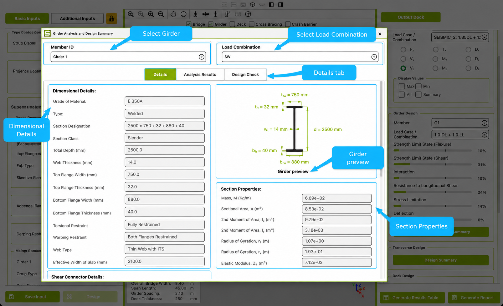 Girder Analysis and Design Summary